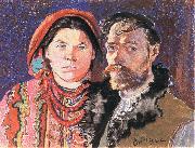 Stanislaw Wyspianski Self Portrait with Wife at the Window, oil painting reproduction